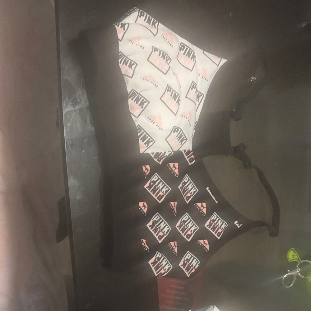 PINK Victoria's Secret Black and White Logo Bras